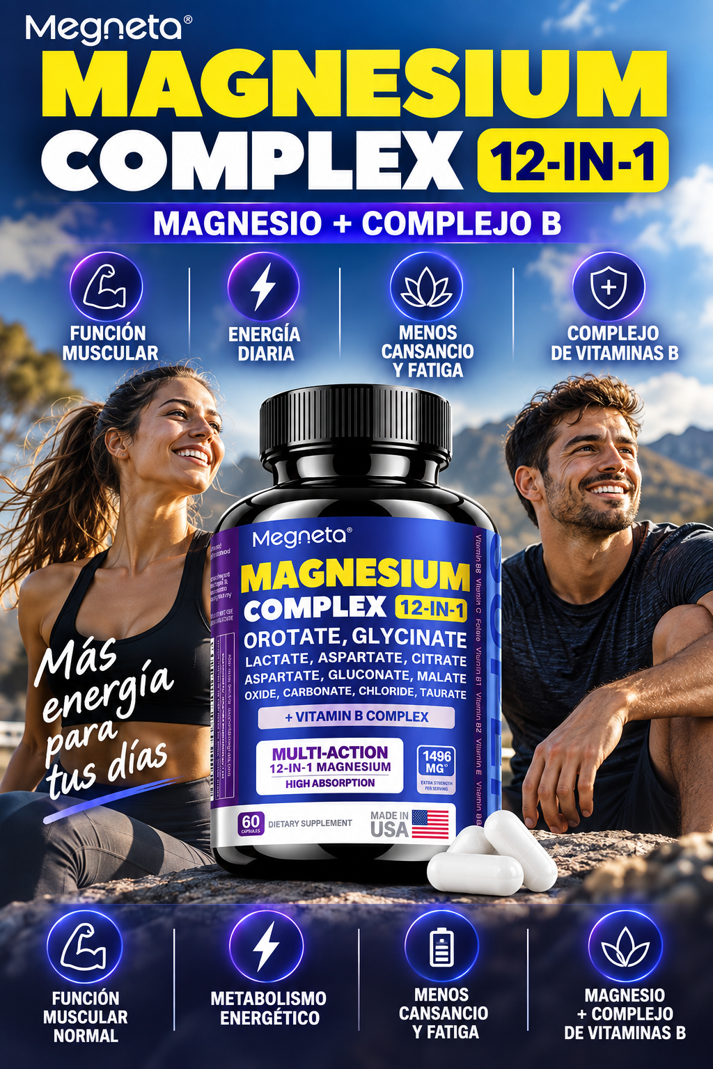MAGNESIUM COMPLEX 12-EN-1 | 🔥Mejor Función Muscular | Menos Cansancio