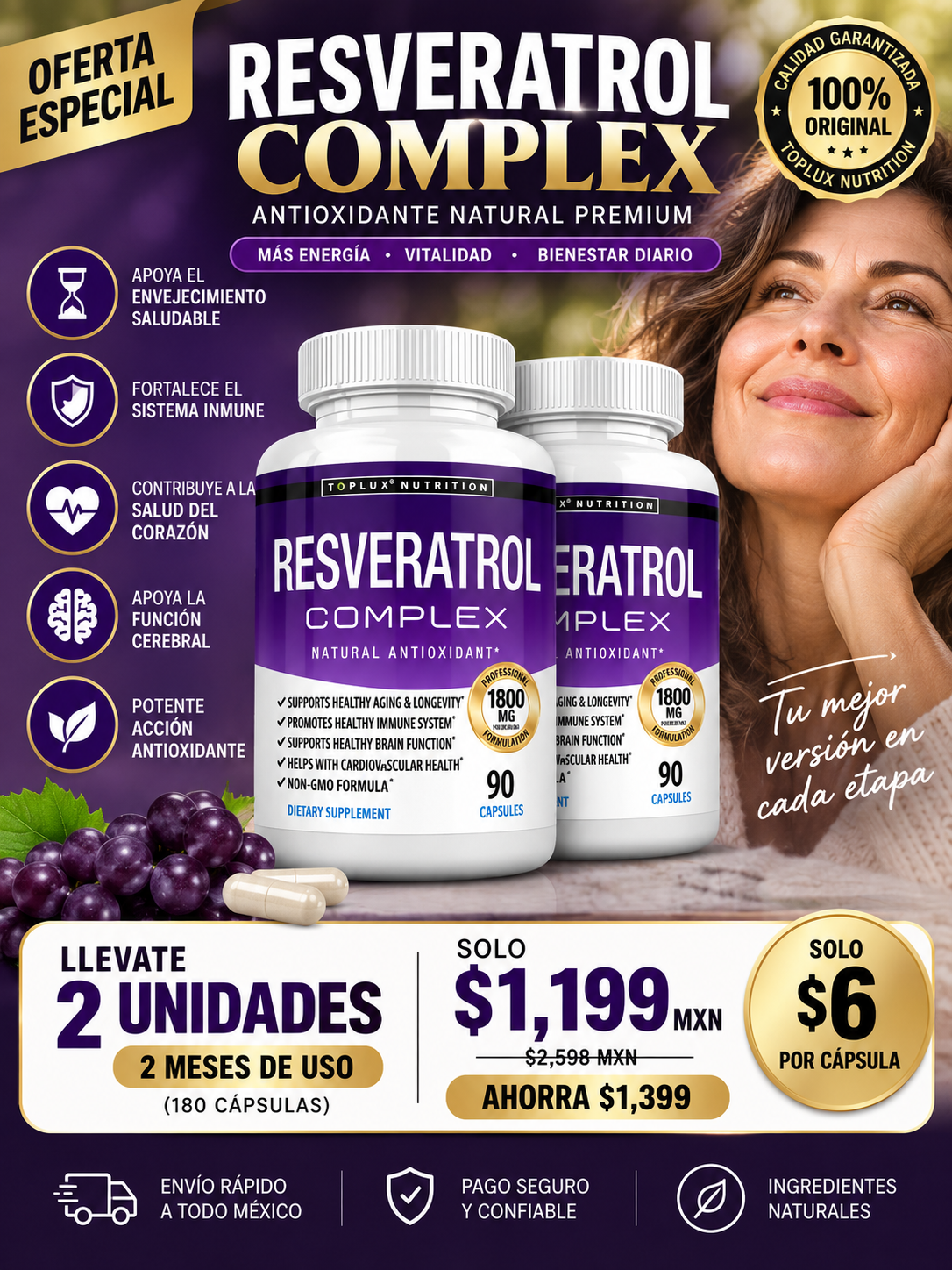 Resveratrol Complex | Antioxidante que retrasa el envejecimiento
