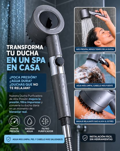 Regadera Agua Limpia 4 Filtros | Efecto Spa en tu Baño