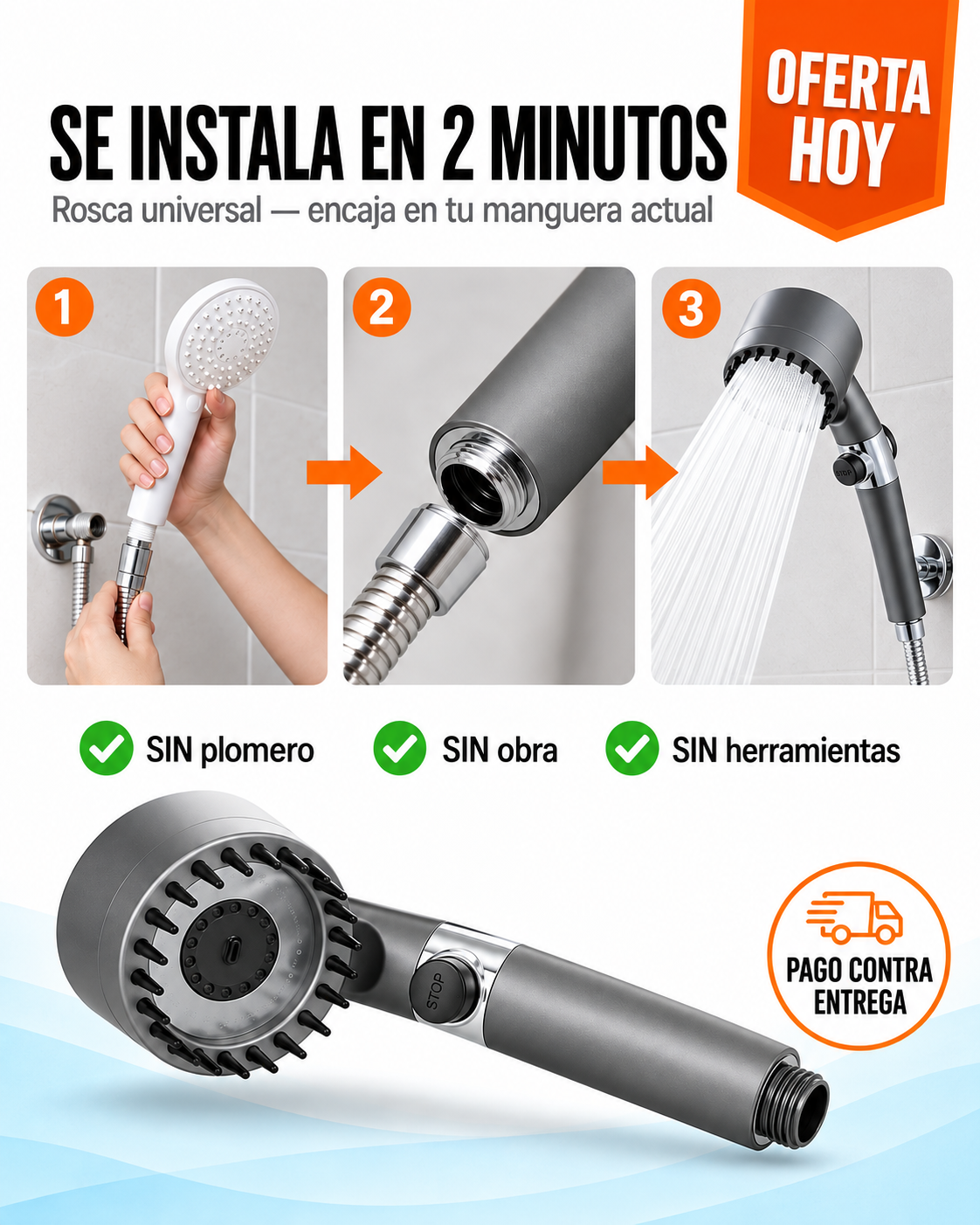 Regadera Agua Limpia 4 Filtros | Efecto Spa en tu Baño