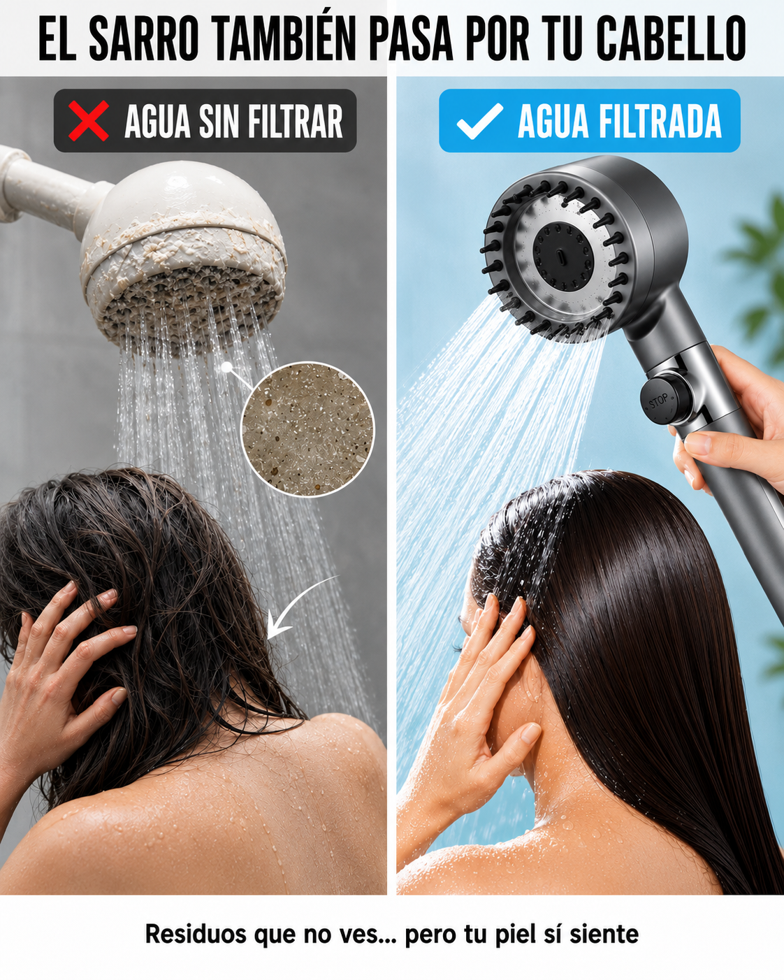 Regadera Agua Limpia 4 Filtros | Efecto Spa en tu Baño